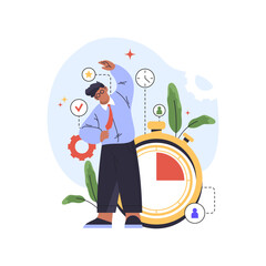 Businessman or worker takes a break, vector image.