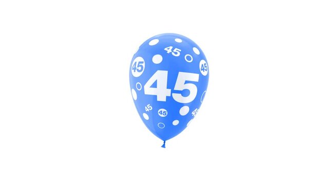 Balloon Animation with number 45. Loop Animation. With Green Screen and Alpha Matte Channel.