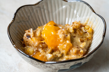Persimmon with Tahini Sauce. Tahin and Walnut.