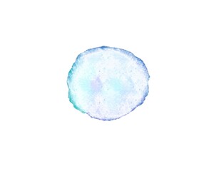 watercolor stain on white background in cold color