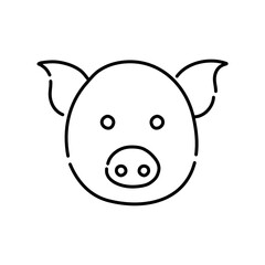 Pig doodle icon. Hand drawn black sketch. Vector Illustration.