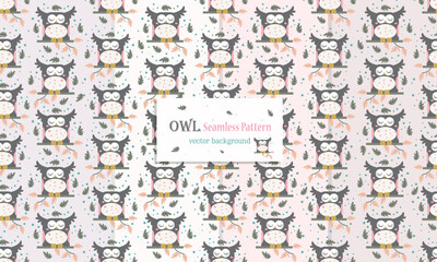 Animal seamless pattern with cute owl design
