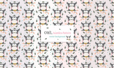 Animal seamless pattern with cute owl design