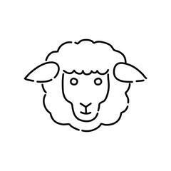 Sheep doodle icon. Hand drawn black sketch. Vector Illustration.