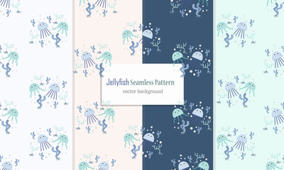Animal seamless pattern with cute jellyfish design