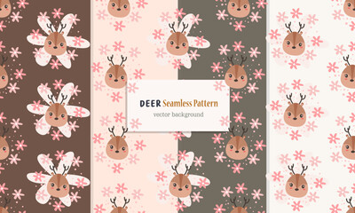 Animal seamless pattern with cute deer design