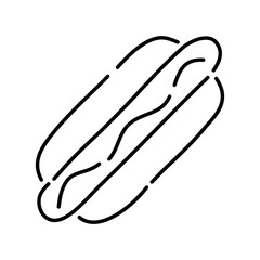 Hot dog doodle icon. Hand drawn black sketch. Vector Illustration.