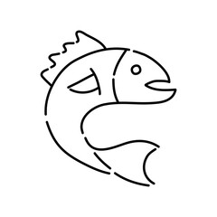 Trout doodle icon. Hand drawn black sketch. Vector Illustration.