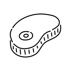 Steak doodle icon. Hand drawn black sketch. Vector Illustration.