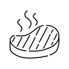 Steak doodle icon. Hand drawn black sketch. Vector Illustration.