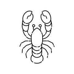 Lobster doodle icon. Hand drawn black sketch. Vector Illustration.