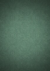 Fototapeta premium Hand-drawn unique abstract symmetrical seamless ornament. Dark semi transparent green on a light cold green with vignette of a darker background color. Paper texture. A4. (pattern: p06e)