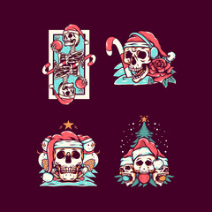 Skull Christmas Illustration Pack 3