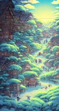 A winter village is a scene of beauty. The houses are like delicate snowflakes, each one unique. The streets are lined with trees that are heavy with frosty white crystals. In the distance, you can se