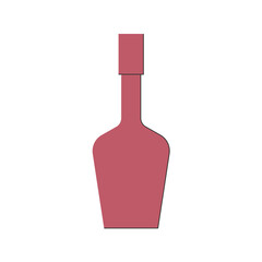 Bottle of liquor, great design for any purposes. Flat style. Color form. Party drink concept. Icon bottle with cap on white backgrounds. Simple image shape with a thin line of shadow