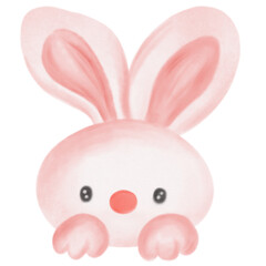 pink rabbit  watercolor