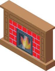 Modern furnace icon isometric vector. House fire. Heat wood