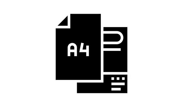 a4 paper format glyph icon animation