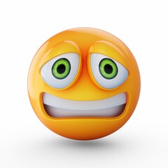3D Rendering scared emoji isolated on white background