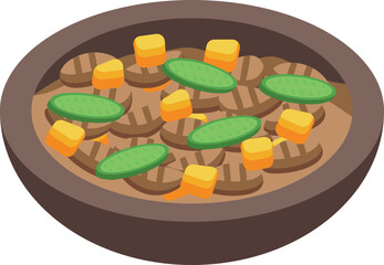 Bean food icon isometric vector. Portugal cuisine. Meal dish