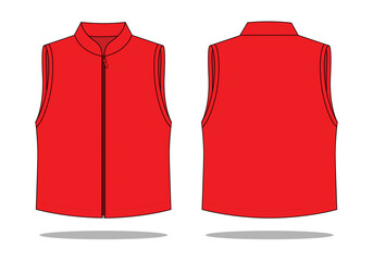 Blank Red Vest Template On White Background.Front And Back View, Vector File © Sansom