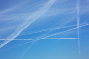chemtrails left by planes flying over the Po Valley