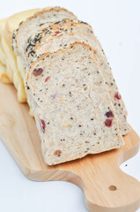 bread , whole wheat bread or nut bread or loaf of bread or cut bread