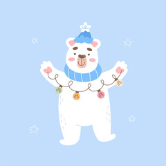 Cute winter polar bear card design perfect for seasons greetings