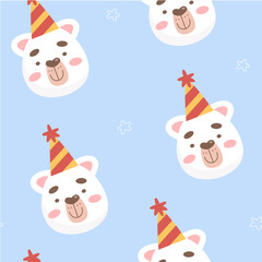 Seamless pattern with cute polar bears in simple cartoon style