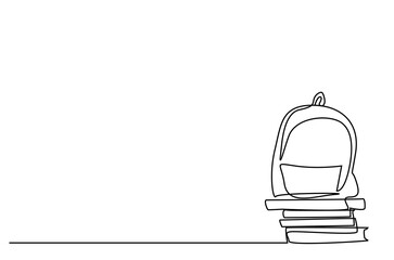 books school bag education teaching knowledge one line drawing
