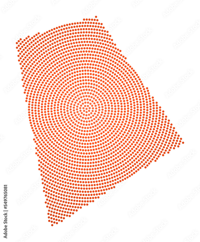 Poster rhode island dotted map. digital style shape of rhode island. tech icon of the us state with gradien