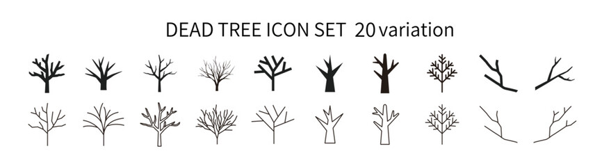 Icon set related to dead trees and branches