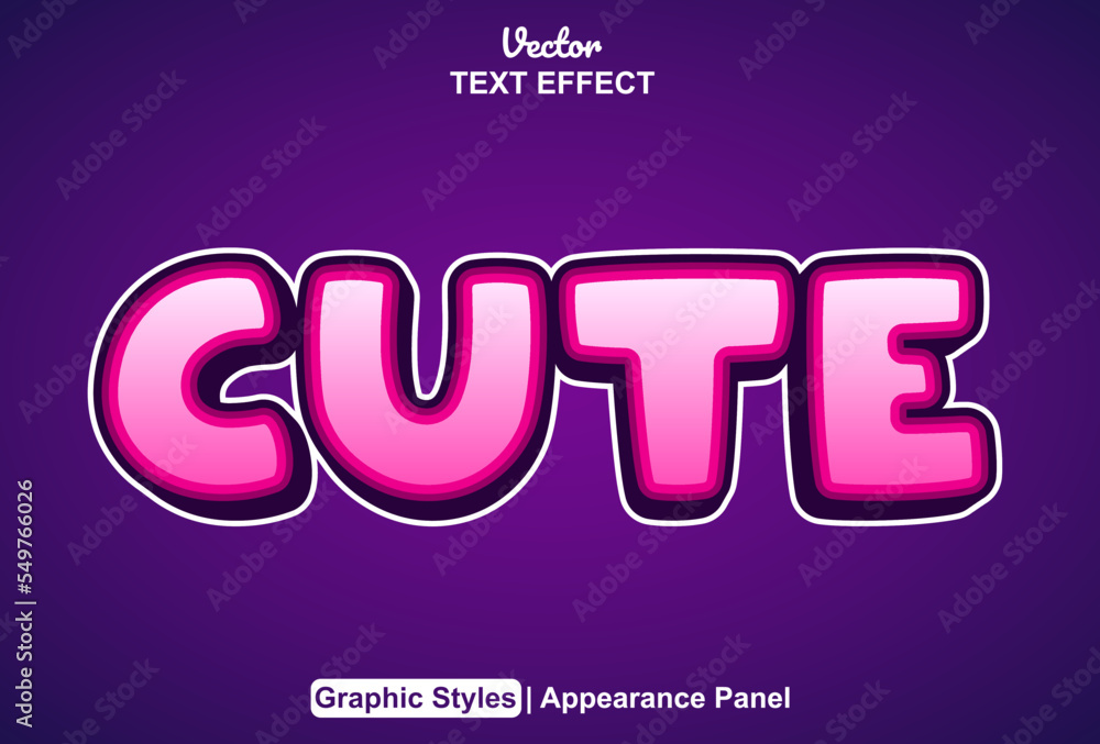 Poster cute text effect with graphic style and editable.
