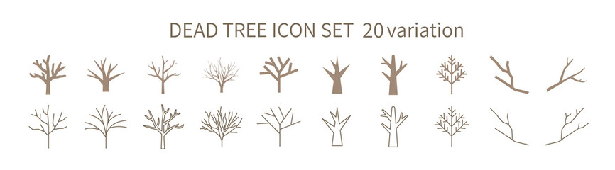 Icon set related to dead trees and branches