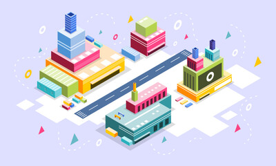 City and building isometric style design