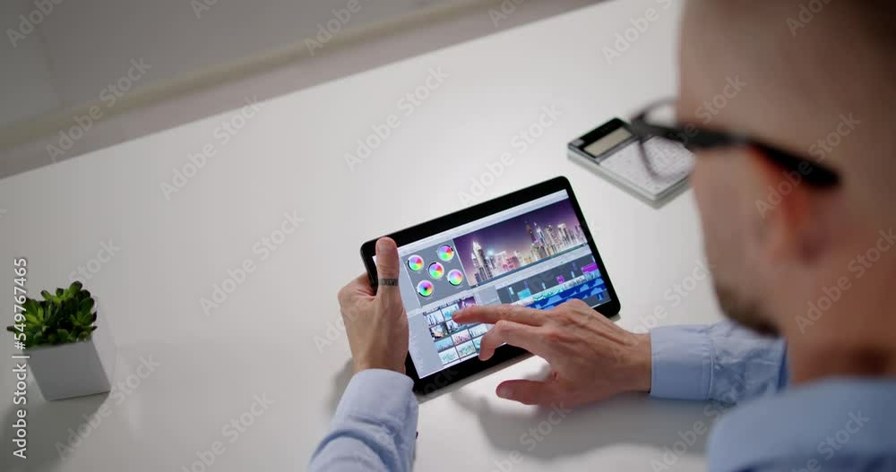 Aufkleber Video Editor Or Designer Using Editing Software Tech