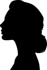 female silhouette in profile. vector on white isolated background. young woman for poster or text. elegant background as well.
