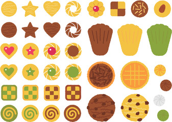 Illustration of baked goods.  Assorted set.