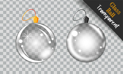 Two transparent glass balls with highlights.
