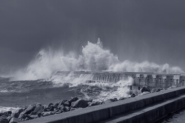 River mouth under storm