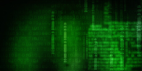 2d illustration abstract digital binary data on computer screen