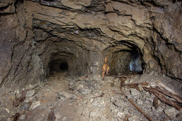 Underground gold mine shaft tunnel drift collapsed