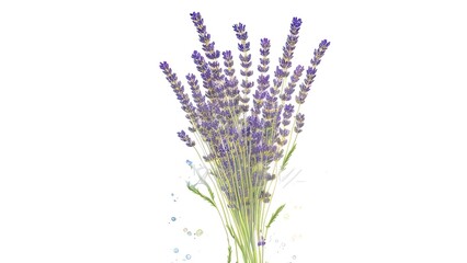 Delicate floral bouquet on white background. lavender watercolor banner.