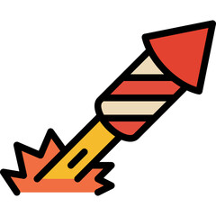 rocket firework line filled icon
