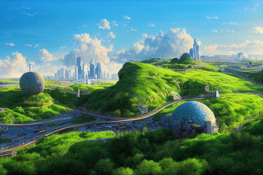 Utopian Landscape With A City In The Distance