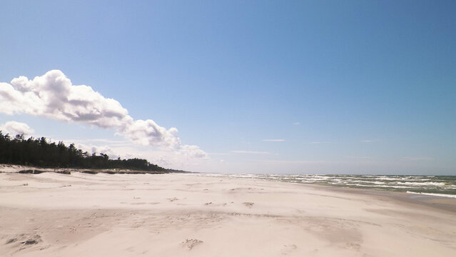 Sandy beach in Stilo, Poland. Baltic Sea coast.