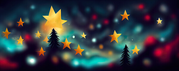 Bunter Weihnachtshintergrund mit Sterne Banner, Illustration