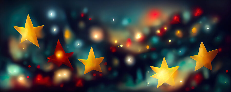 Bunter Weihnachtshintergrund mit Sterne Banner, Illustration