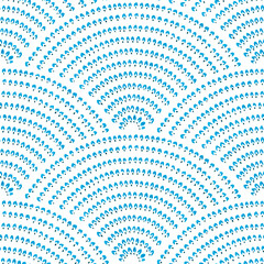 Seamless wavy pattern. Polka dot style ornament drawn with markers on paper. Print for textiles, packaging, home decor.