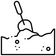digging soil using hand shovel icon